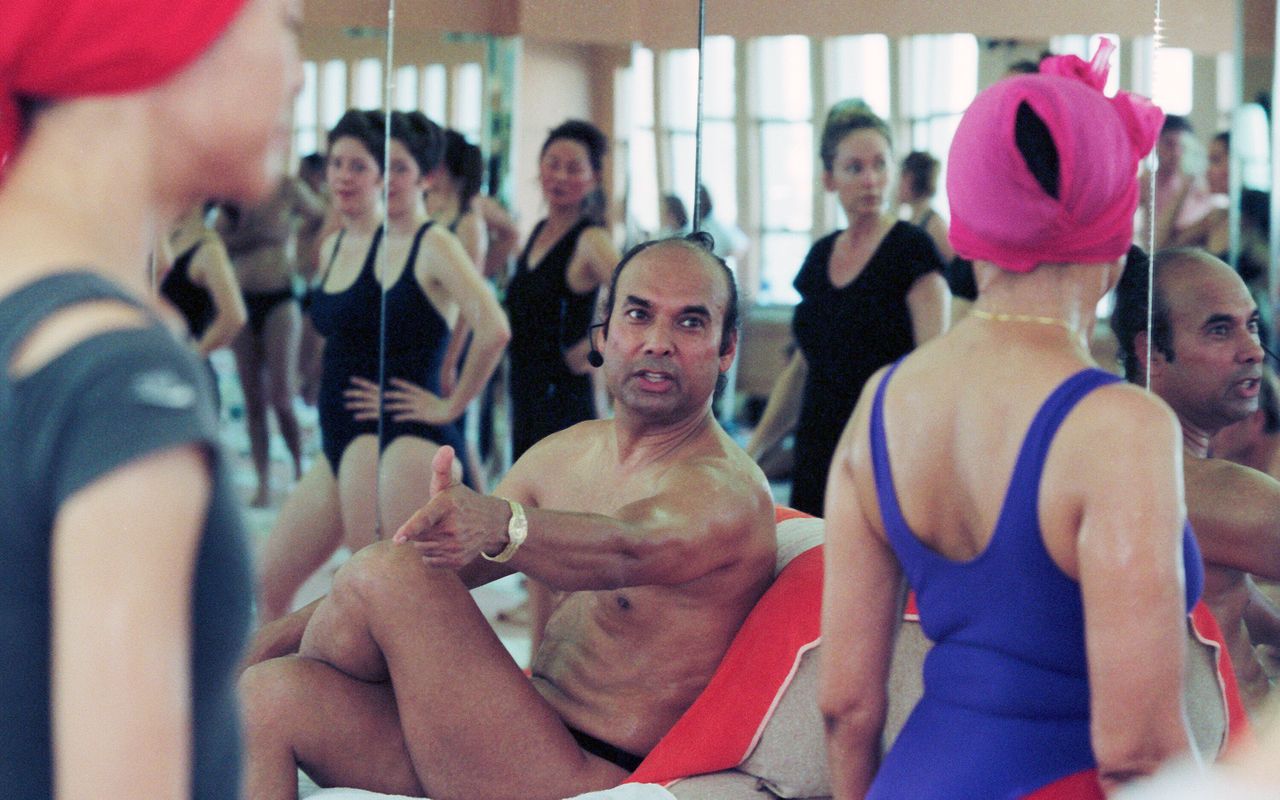 Bikram Choudhury teaches a yoga class in 2000. 