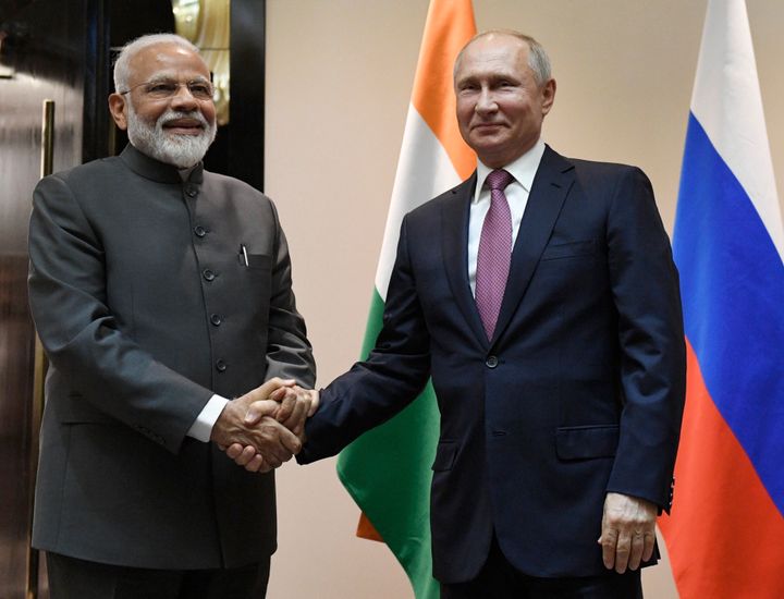 India's prime minister Narendra Modi with Russian President Vladimir Putin in a file photo