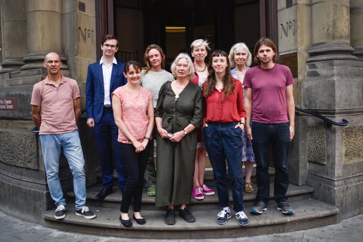 A group of Extinction Rebellion activists arrive at the City of London Magistrates' Court on July 12.