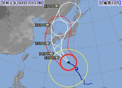 台風10号の進路予想