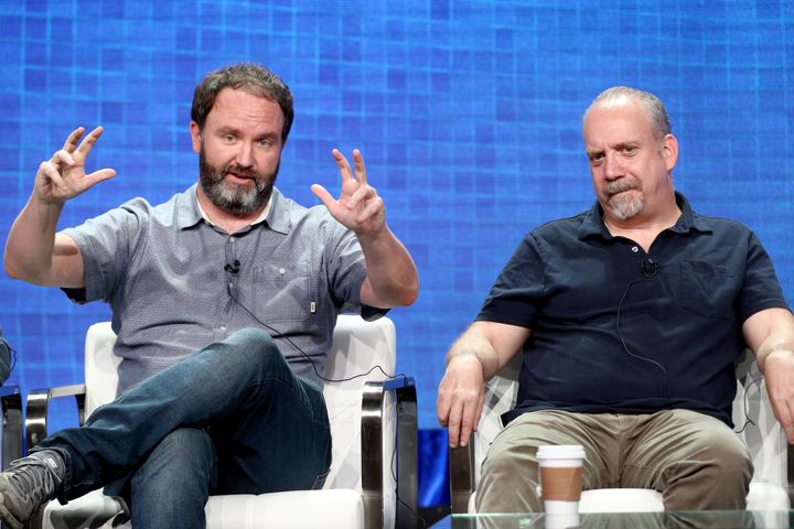 Jim Gavin (left) and Paul Giamatti, who executive produces "Lodge 49" and has an onscreen role in Season 2