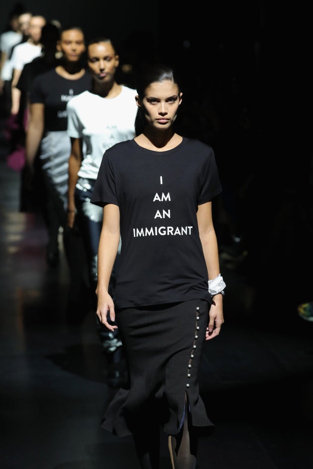 A model walks the runway for the Prabal Gurung collection during New York Fashion Week on Feb. 12,