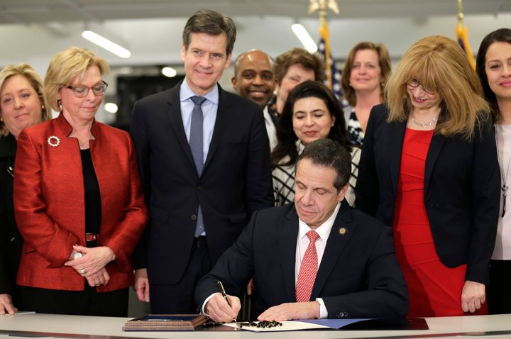 New York Gov. Andrew Cuomo signs the Child Victims Act in New York on Feb. 14.