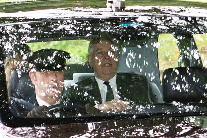 Prince Andrew, the Duke of York leaves Crathie Kirk, after a Sunday morning church service last weekend.