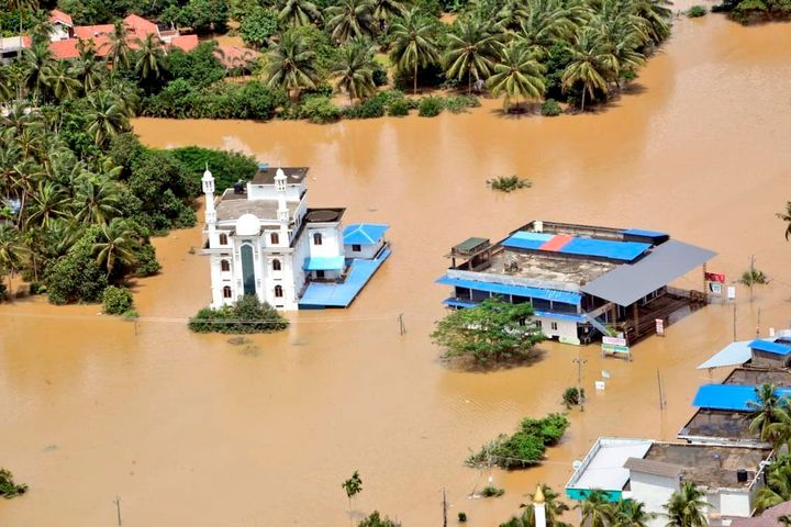  This Aug. 11, 2019 photograph released by Indian Navy shows a flooded area of Malappuram district as seen from an Indian Navy helicopter.