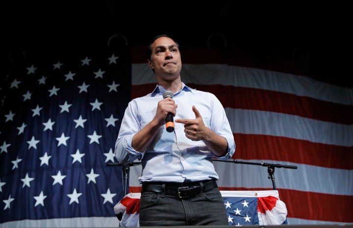 Former Housing and Urban Development Secretary and Democratic presidential candidate Julian Castro speaks at the Iowa Democratic Wing Ding at the Surf Ballroom, Friday, Aug. 9, 2019, in Clear Lake, Iowa.