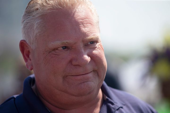 Ontario Premier Doug Ford attends the opening remarks before the start of Toronto's Caribbean Carnival festival on Aug. 3, 2019.