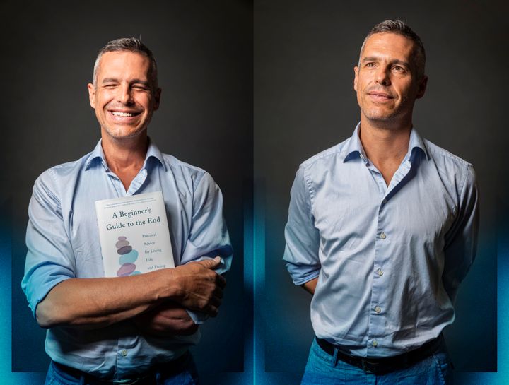 Author BJ Miller during and after a taping of HuffPost show "Between You and Me" with host Caroline Modarressy-Tehrani in New York City on July 17, 2019.