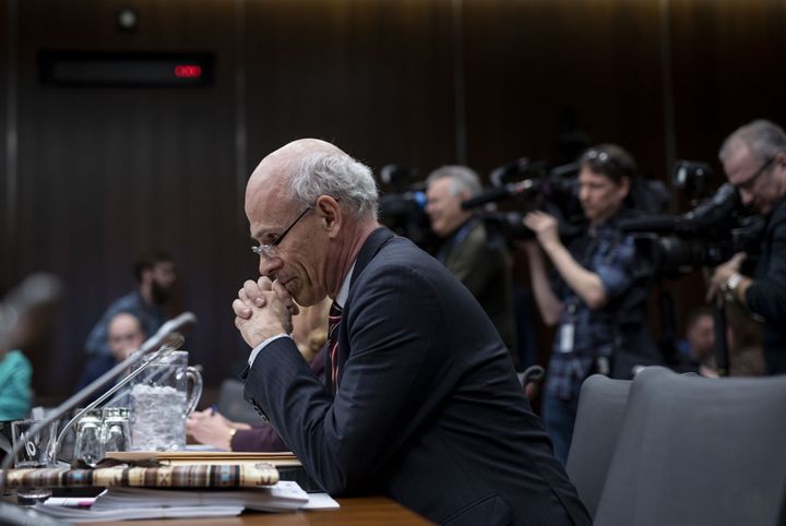 Former clerk of the Privy Council Michael Wernick prepares to testify before the House justice committee on March 6, 2019.
