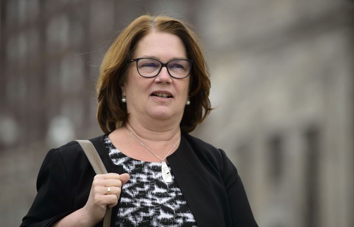 Jane Philpott leaves Parliament Hill in Ottawa on April 2, 2019.