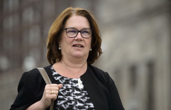 Jane Philpott leaves Parliament Hill in Ottawa on April 2, 2019.