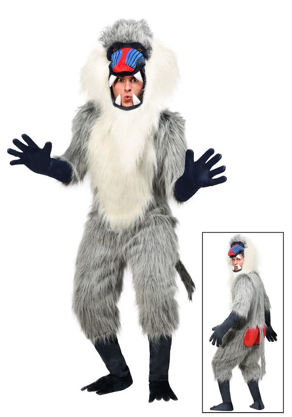 The other party guests are sure to go ape when you show up <a href="https://www.halloweencostumes.com/adult-baboon-costume.ht