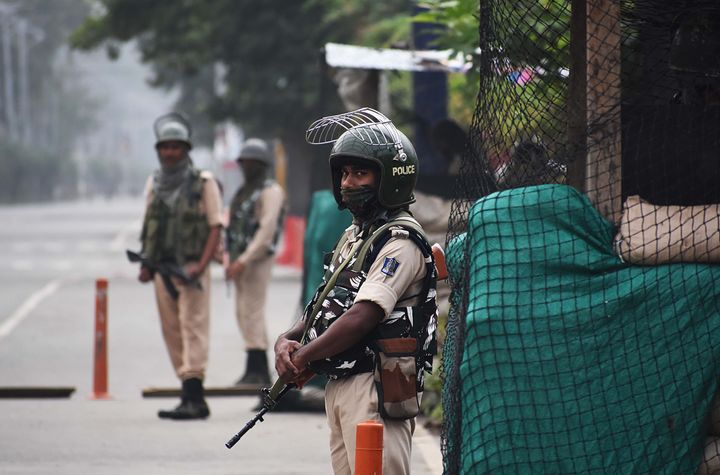 Soldiers patrol the deserted street during the official celebration of India's Independence day in Srinagar, Kashmir on August 15, 2019.