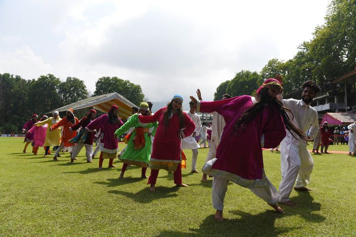 Artists perform during the 73rd Independence Day celebrations at Sher-i-Kashmir Cricket Stadium, on August 15, 2019, in Srinagar, India.