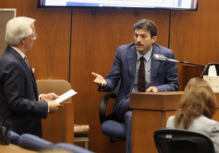 Ashton Kutcher testifying during the trial earlier this year. 