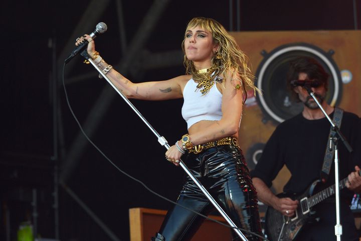 Miley Cyrus performing at Glastonbury