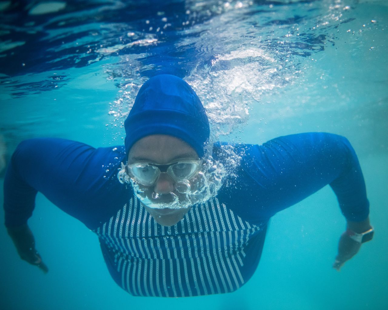 Dananai Morgan swims at the YMCA in Boston on July 2, 2019. 