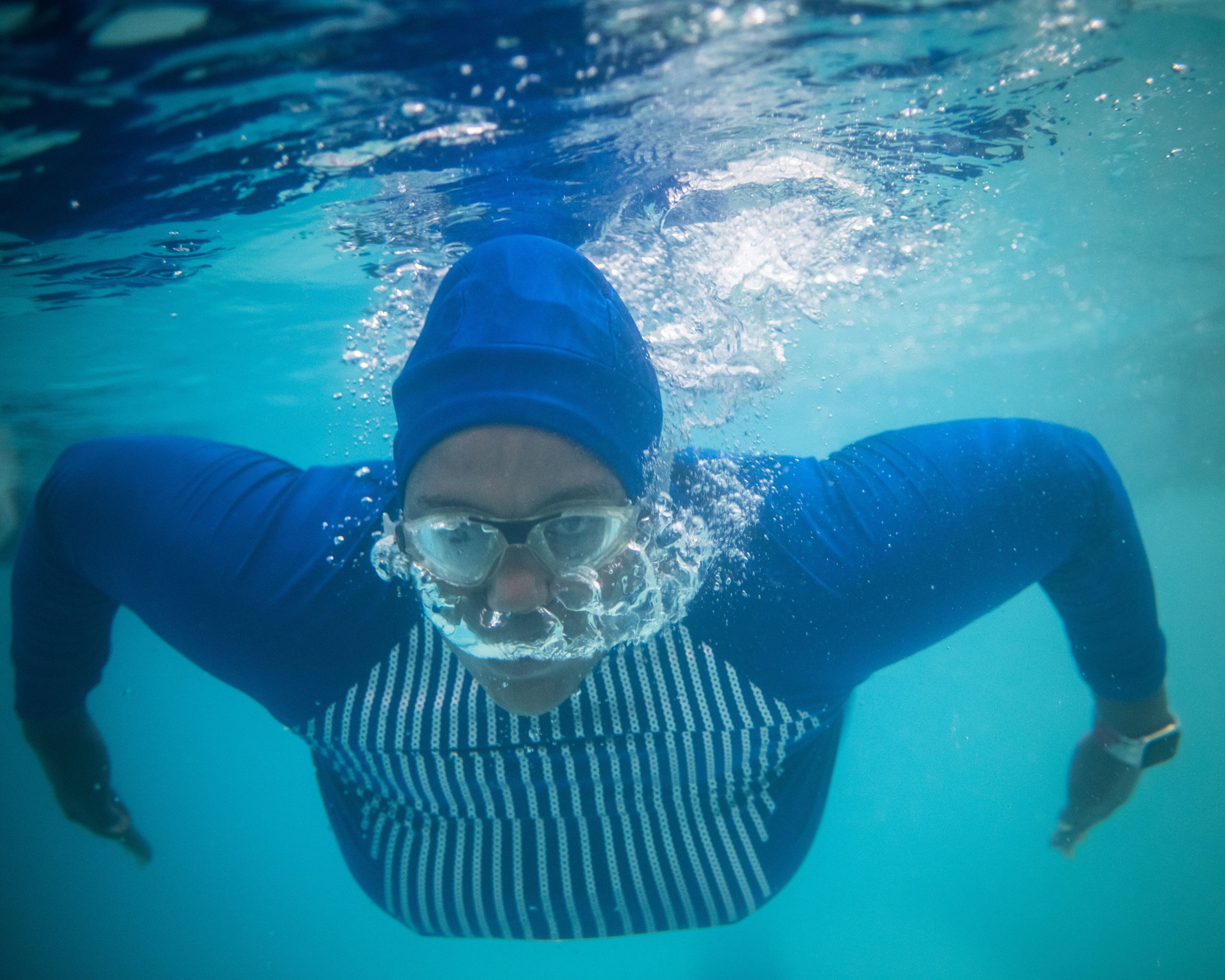Dananai Morgan swims at the YMCA in Boston on July 2, 2019. 