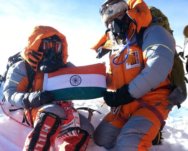 Poorna Malavath (left) climbed Mount Everest when she was just