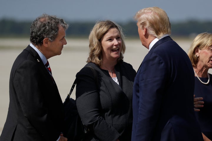 Sen. Sherrod Brown (D-Ohio) and Mayor Nan Whaley met with President Trump several days after the Aug. 4 mass shooting in Dayt