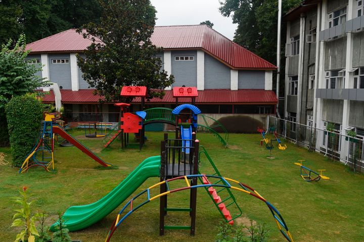 A general view of the empty playing area of a closed school in Srinagar on August 19, 2019. 