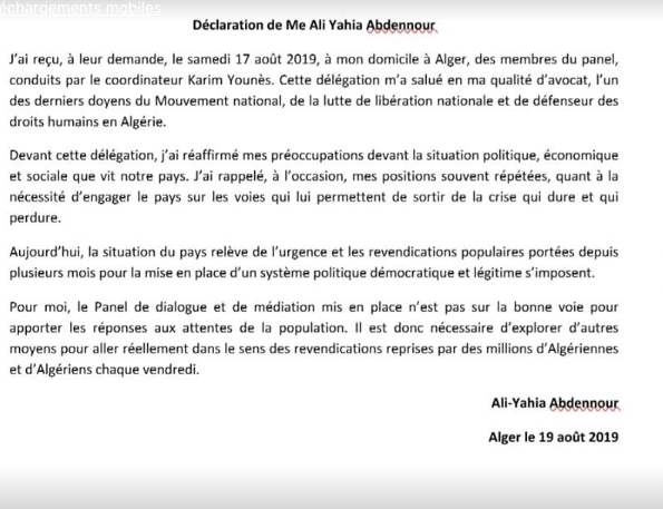 Ali Yahia Abdennour au panel de Karim Younes: