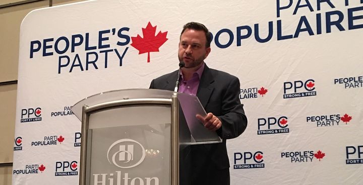 The People's Party of Canada guest speaker Benjamin Dichter delivers a speech at the party's convention at the Hilton Lac-Leamy Hotel and Casino in Gatineau, Ont. on Aug. 19, 2019.