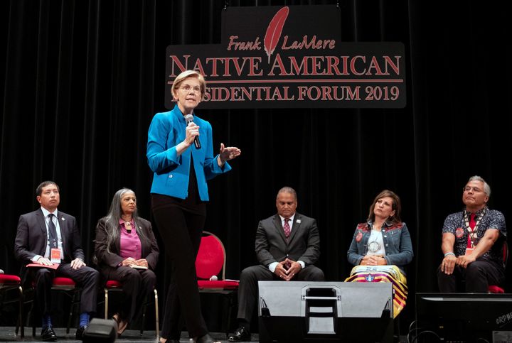 “I am sorry for harm I have caused," Sen. Elizabeth Warren (D-Mass.) told the audience at the Frank LaMere Native American Presidential Forum.