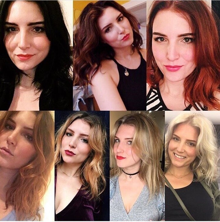 The author with her various hair colors.