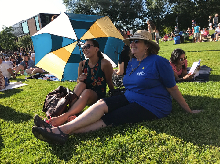 Jessica Edwards, a 41-year-old Cannon Falls resident, left, said she's impressed with Sen. Elizabeth Warren's ability to spea