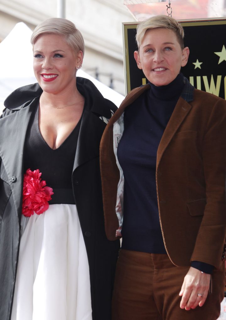 Pink (left) and Ellen DeGeneres