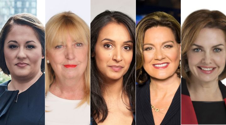 From left to right: Rosemary Barton, Susan Delacourt, Althia Raj, Lisa LaFlamme, Dawna Frisen will moderate the English leaders' debate. 