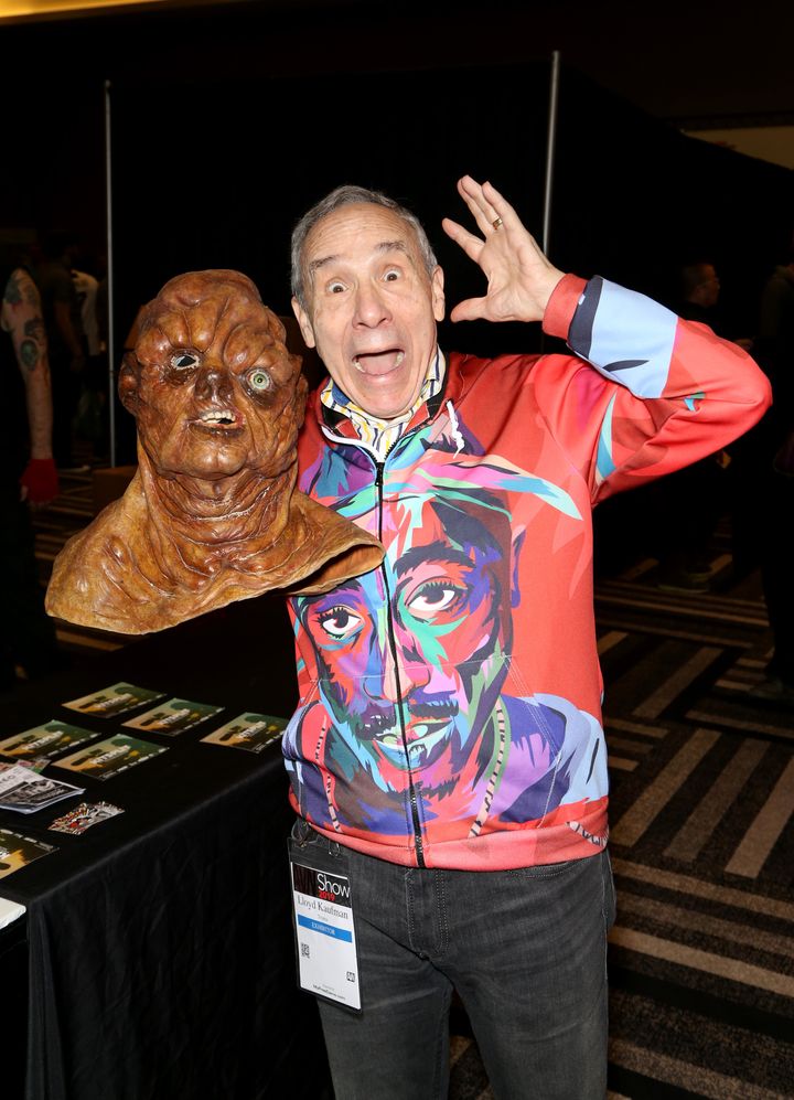 LAS VEGAS, NEVADA - JANUARY 25: Actor, producer and director Lloyd Kaufman holds up a mask of the character The Toxic Avenger from the movie "The Toxic Avenger" at the 2019 AVN Adult Entertainment Expo at the Hard Rock Hotel & Casino on January 25, 2019 in Las Vegas, Nevada. (Photo by Gabe Ginsberg/FilmMagic)