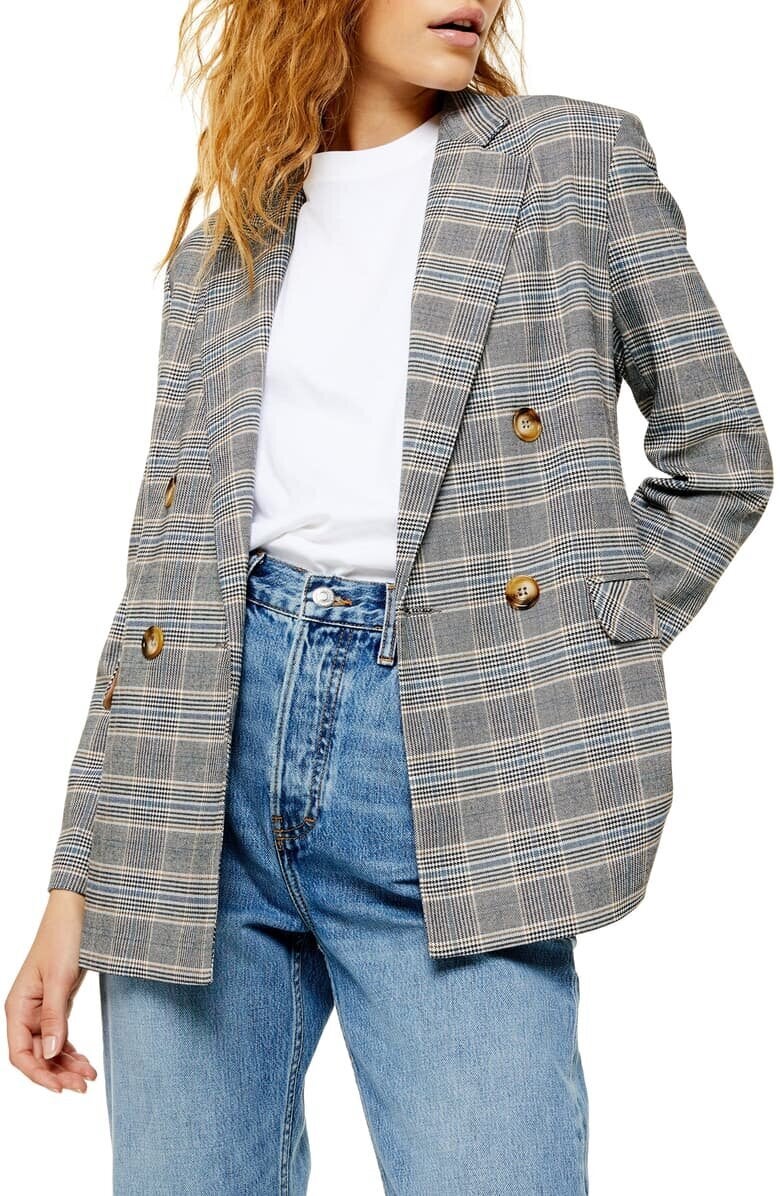 Womens oversized clearance plaid blazer