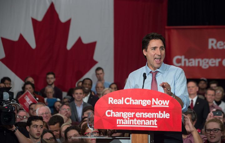Prime Minister Justin Trudeau speaks at a victory rally in Ottawa on Oct. 20, 2015 after winning the federal election.