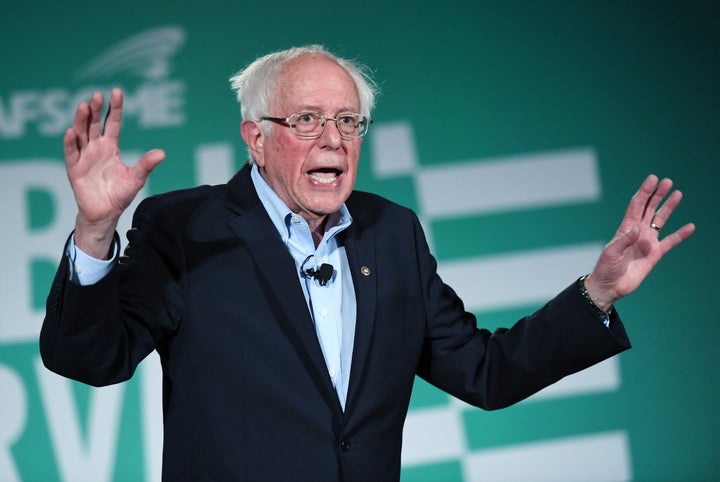 Sen. Bernie Sanders (I-Vt.) speaks Aug. 3 at a forum in Nevada hosted by the American Federation of State, County and Municipal Employees, a major union.