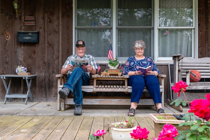 70 Community Hospital board member, and his wife, Janice, on their porch in Sweet Springs, Mo. “All he did was take from us,” Lewis says of Perez. 