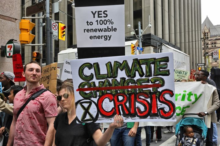 Hundreds of Canadian children and youth took part in a massive protest march against climate change in Toronto on May 24, 2019.
