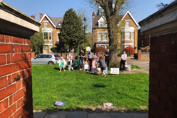 Protesters outside the Ealing clinic 