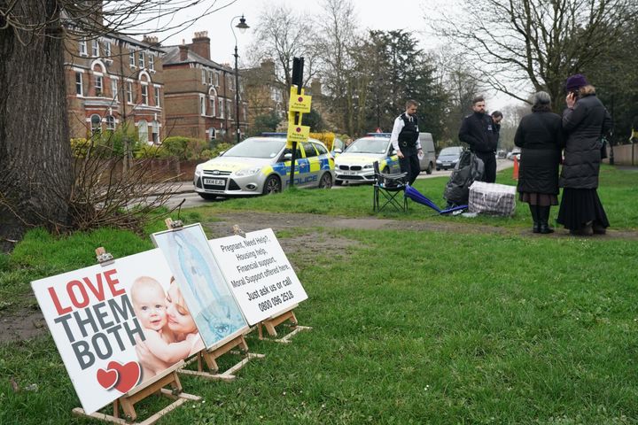 Protests outside the Ealing clinic in April 2018