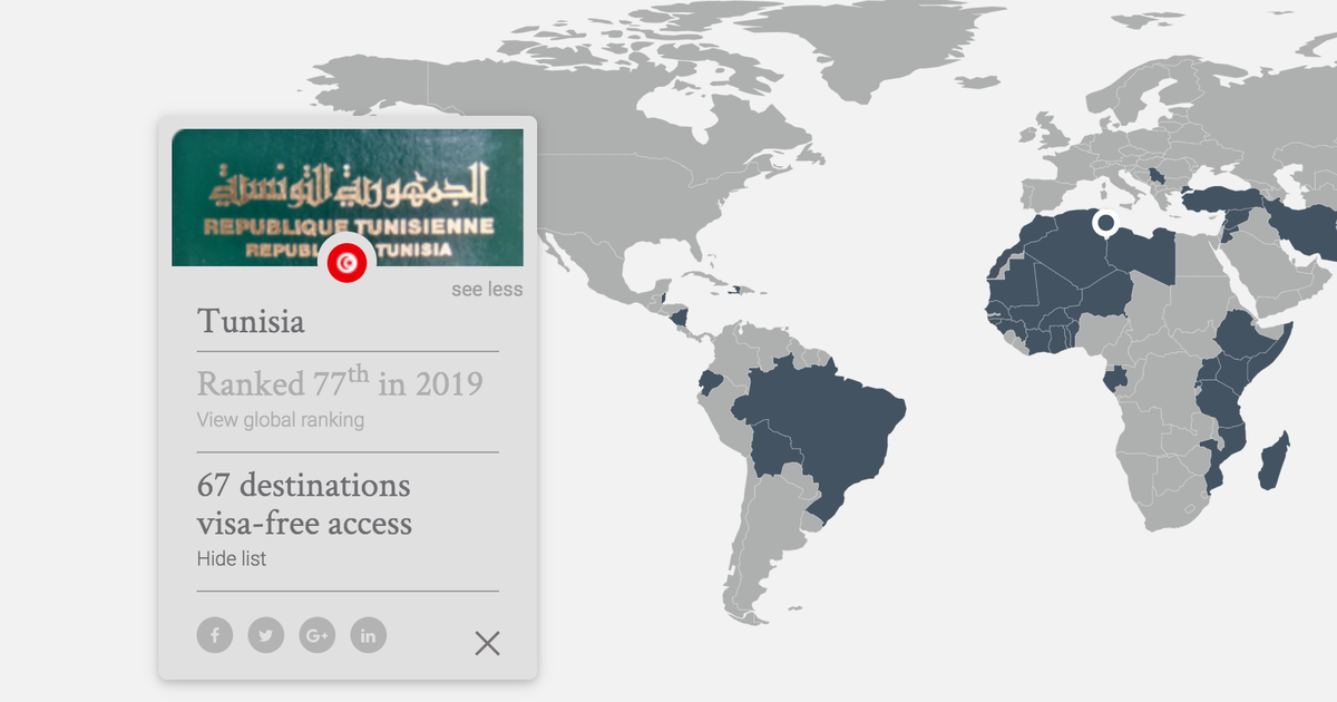 Etleboro Org Le Passeport Tunisien Donne Acces A 67 Pays Sans Visa Au Troisieme Trimestre 2019 Selon Henley Partners