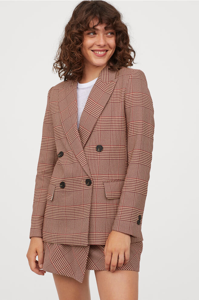 h&m womens plaid coat