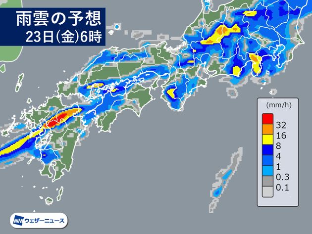 8月23日は九州や近畿で激しい雨 局地的に1時間80mmに達するおそれも ハフポスト