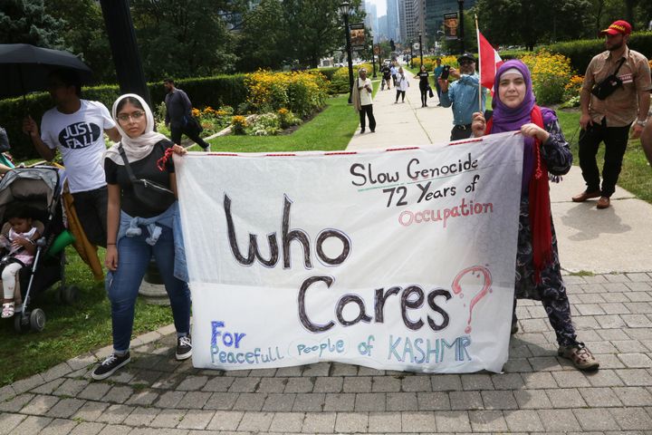 Kashmiris rally outside Queen's Park in Toronto on Aug. 17, 2019.