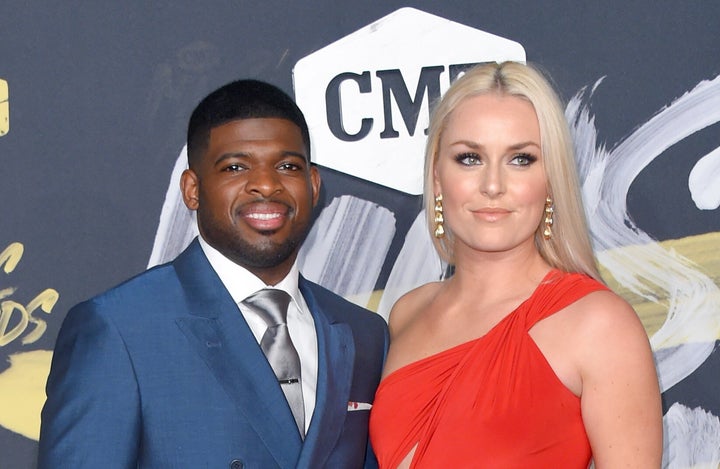 P.K. Subban and Lindsey Vonn make their first public appearance together at the CMT Music Awards in 2018.