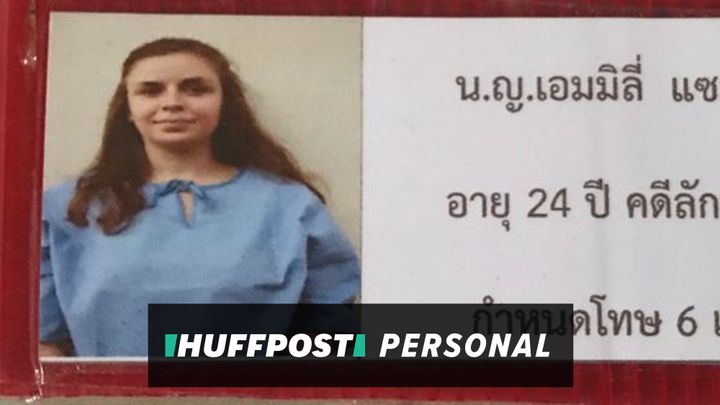 This name card was given to Emilia Semrau when she arrived at the prison in Mae Hong Son, Thailand. During her incarceration she placed the card on top of her bedding each morning to reserve her sleeping spot. The card states her crime (theft), her age (25) and the length of her sentence (6 months).