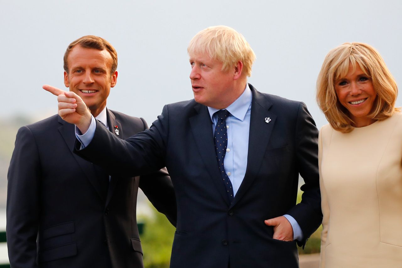 Johnson with French president Emmanuel Macron and his wife
