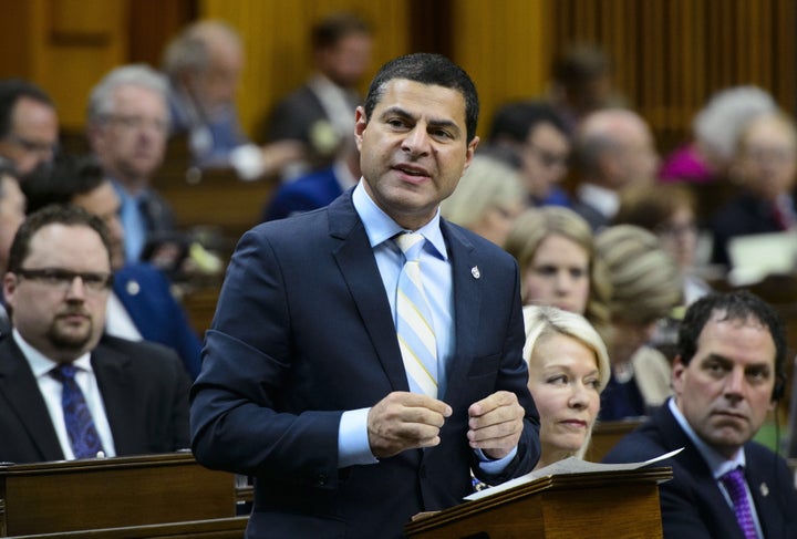 Conservative MP Alain Rayes stands during question period in the House of Commons on May 6, 2019.