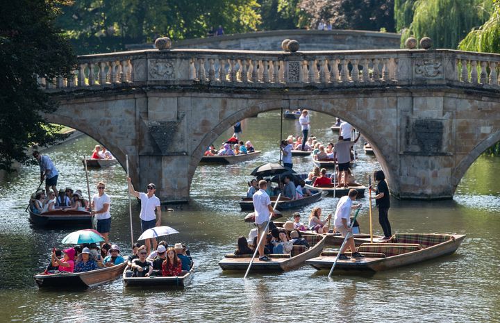 Revellers on the River Cam in Cambridge during the August bank holiday weekend 