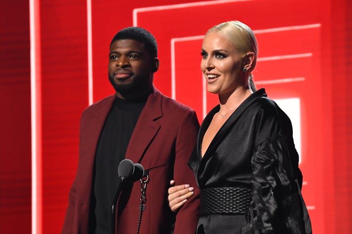 P.K. Subban and fiancée Lindsey Vonn at the 2019 MTV Video Music Awards.